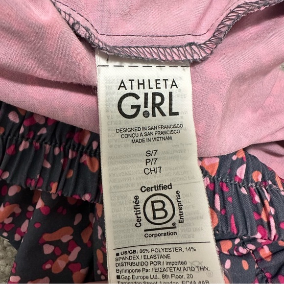 Athleta Girl Play More 3" Shorts Splatter Paint Design Drawstring Shorts size 7 - Picture 4 of 4